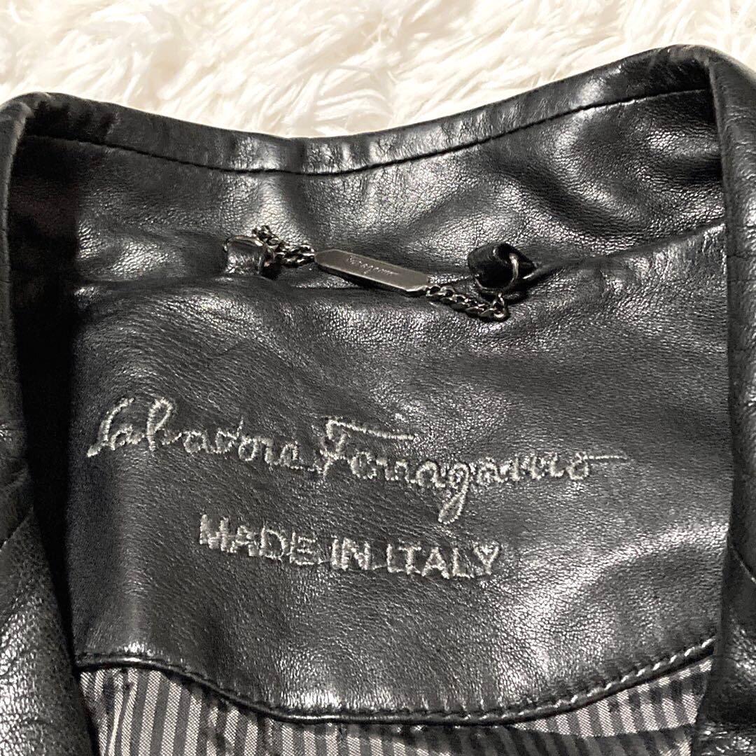 【極美品】Salvatore Ferragamo レザージャケット 本革 羊 黒
