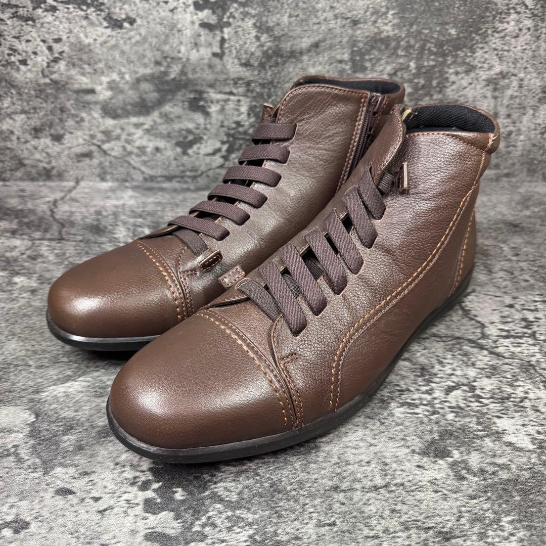 【新品未使用】アキレスソルボ サイドジップ ハイカット レザー 25.5cm