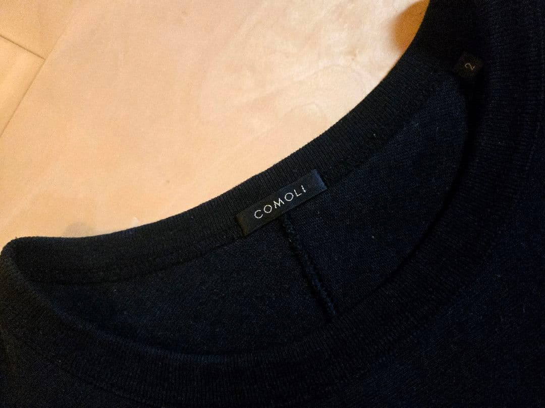 コモリ COMOLI フットボールTシャツ ブラック サイズ2