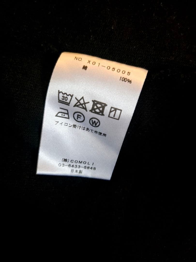 コモリ COMOLI フットボールTシャツ ブラック サイズ2