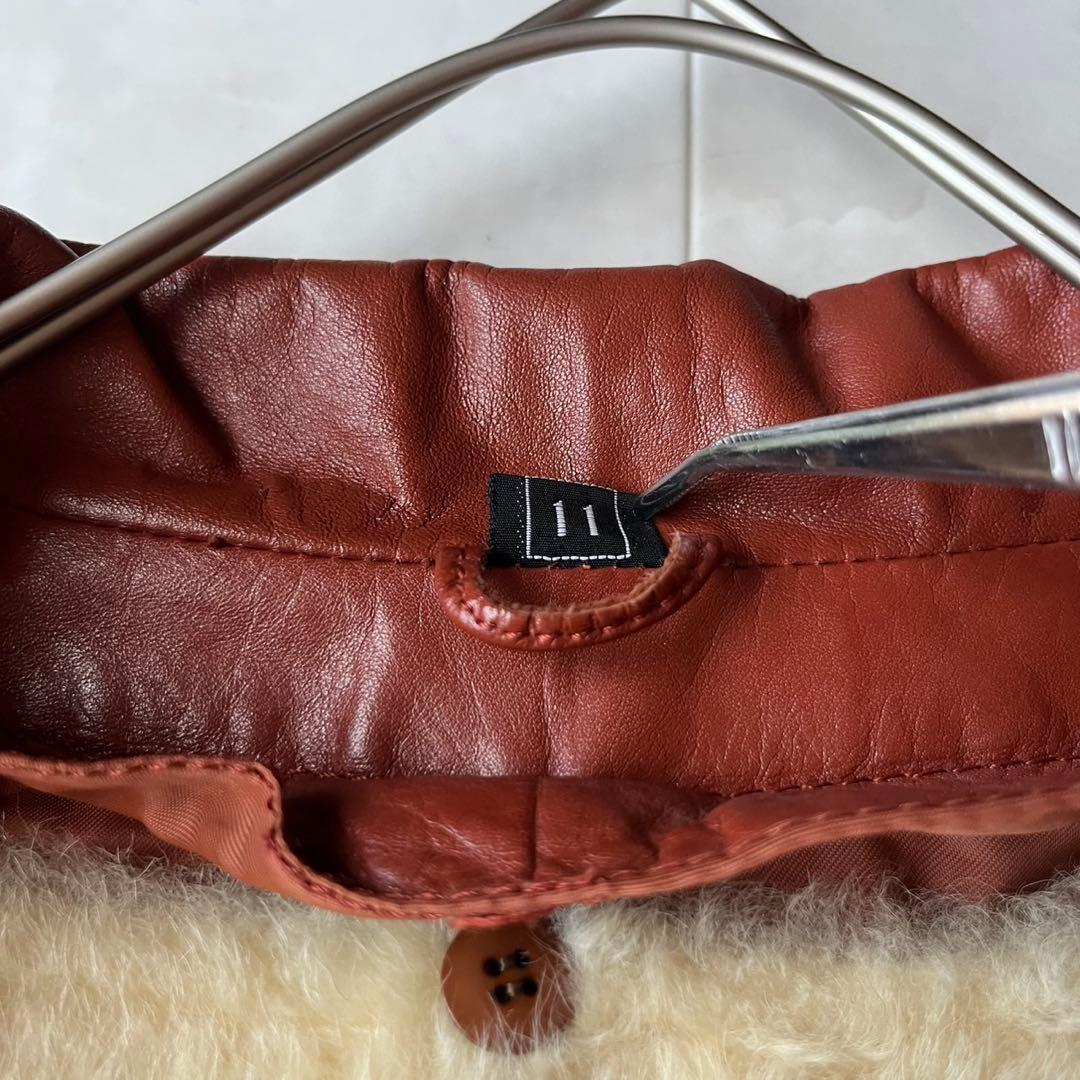 ヴィンテージ リアルレザー ロングコート ブラウン 11 L 裏地牛柄 アニマル