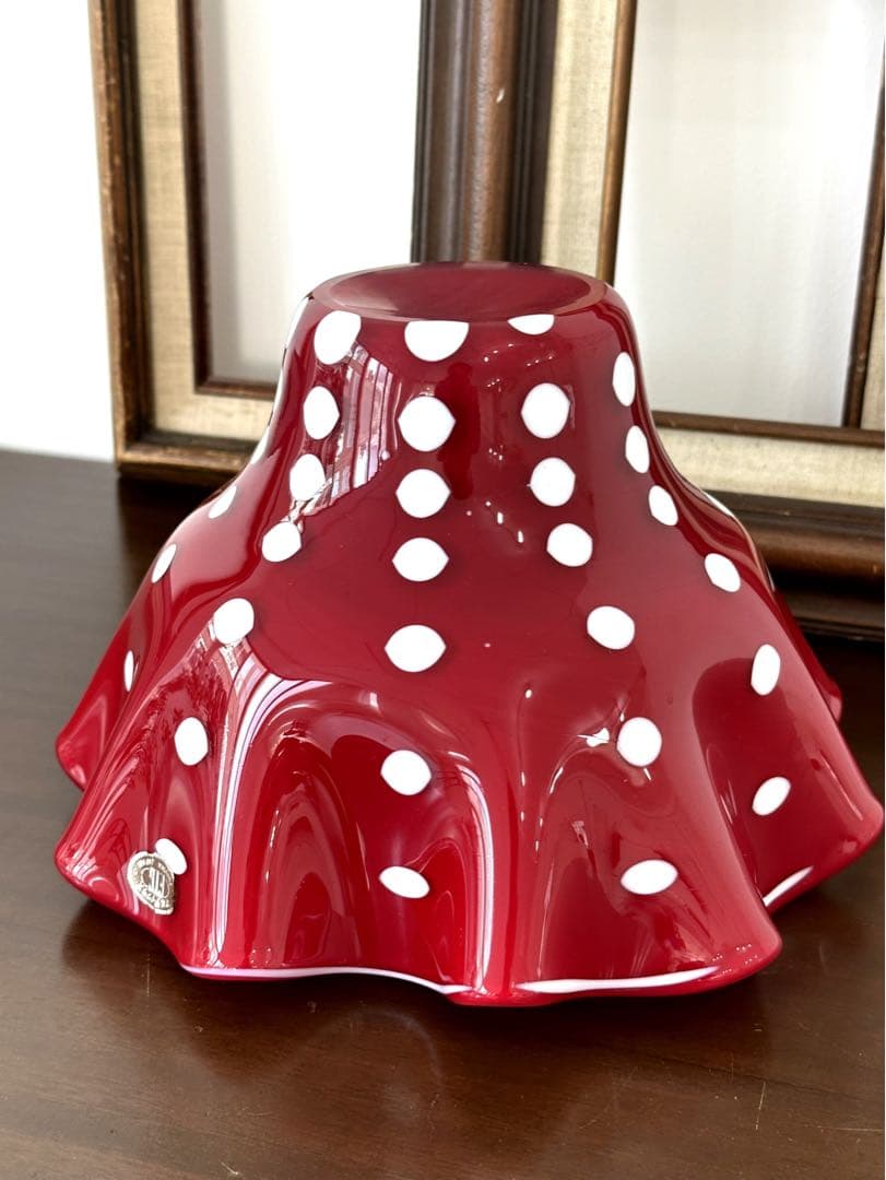 ミッドセンチュリー　水玉フラワーベース　ドット柄花瓶　マルティーグラス　ポップ