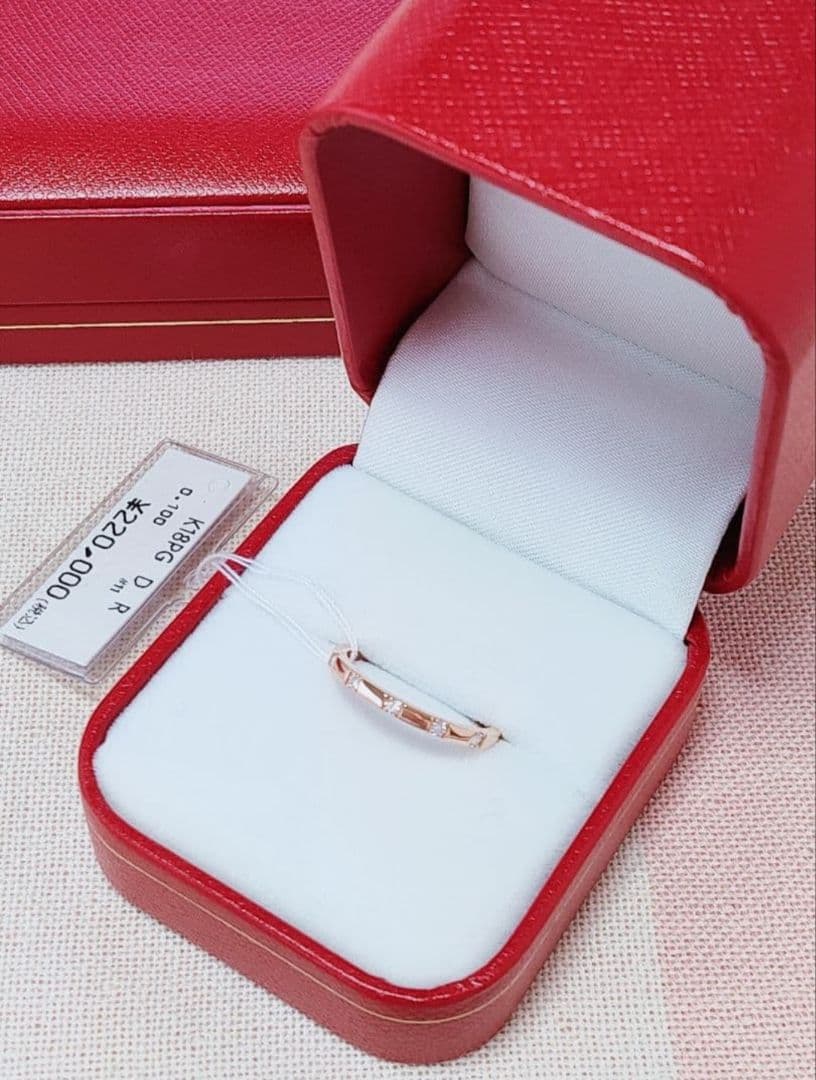 新入荷 未使用品 k18PG 天然ダイヤモンド 0.10ct リング