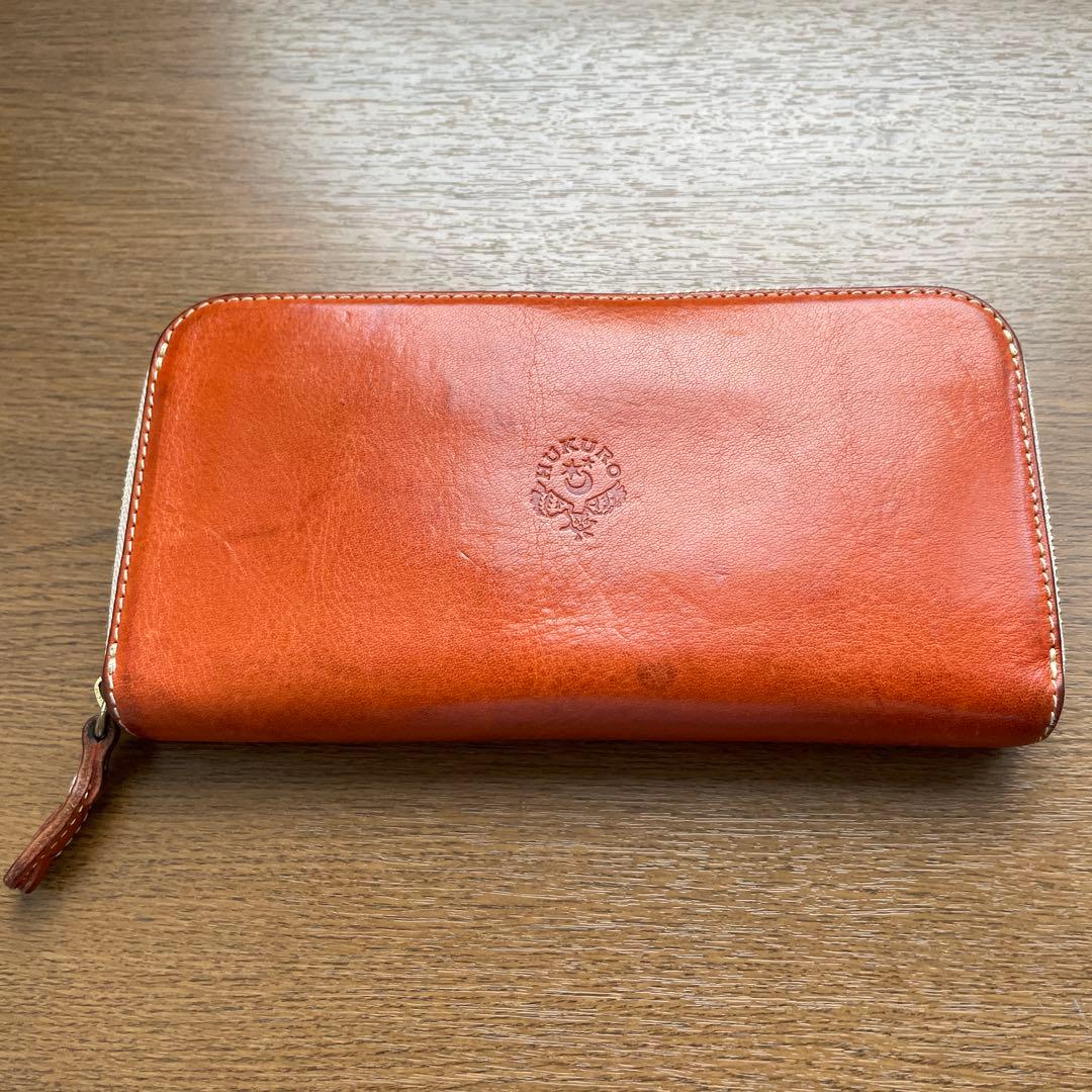 HUKURO 長財布 milelu 栃木レザー 日本製 オレンジ