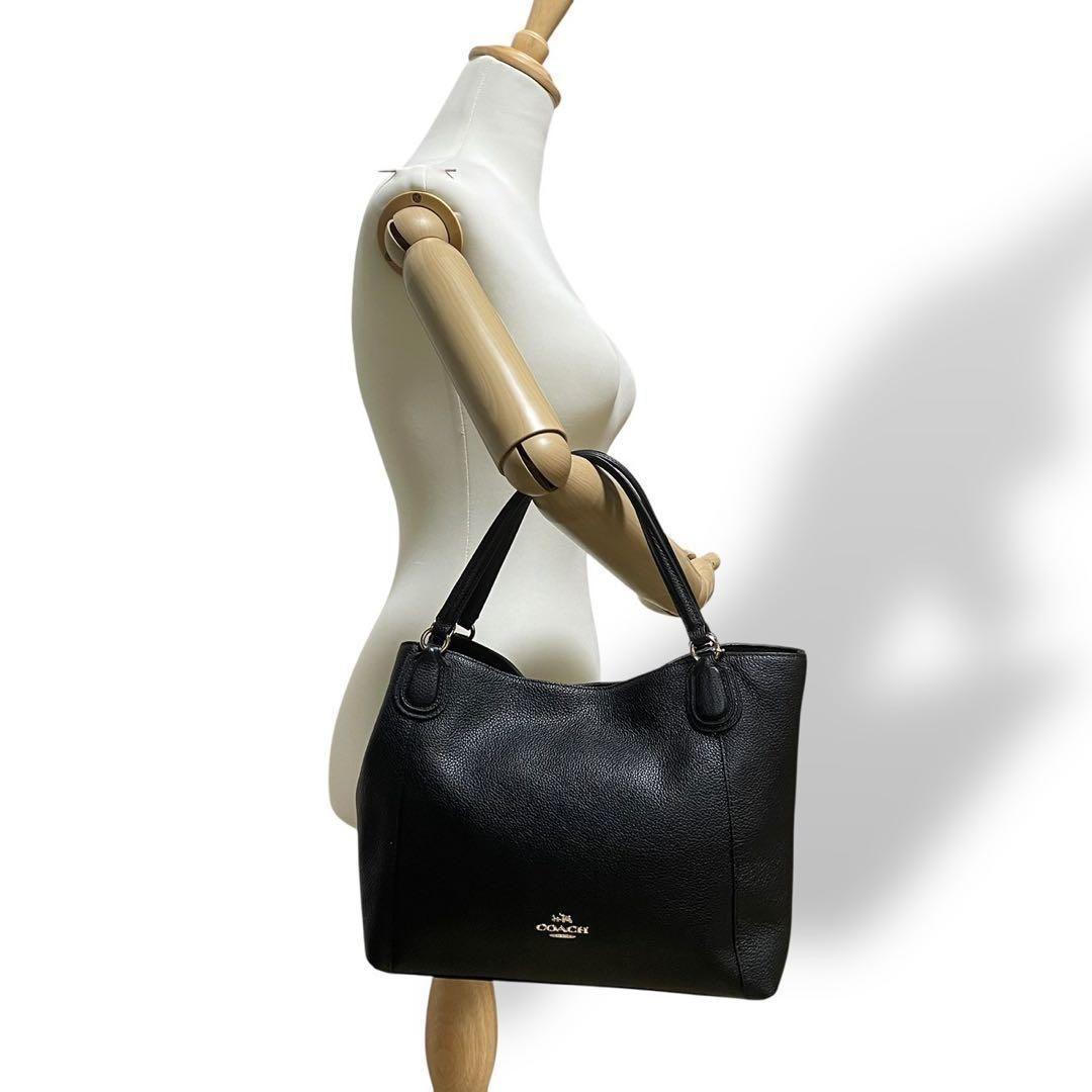 美品 4884 COACH コーチ 2way トートバッグ レザー ブラック