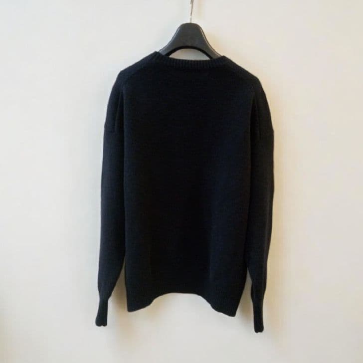 ebure エブール 紺 カシミヤ混ウールクルーネックセーター 38