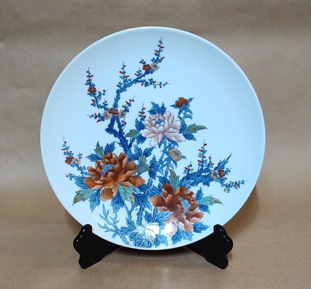 鍋島焼　花柄の陶磁器皿　額皿