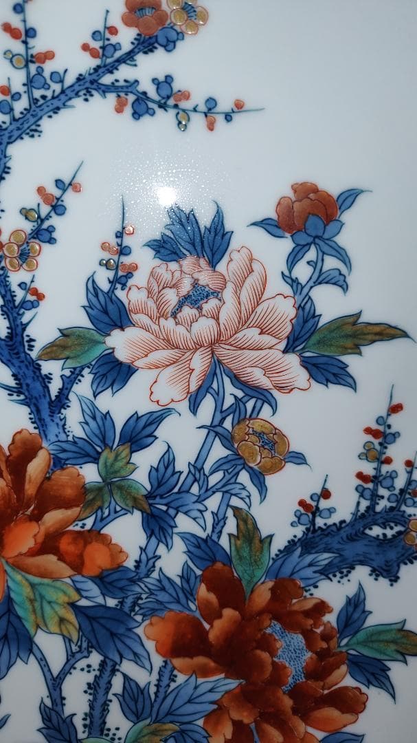 鍋島焼　花柄の陶磁器皿　額皿