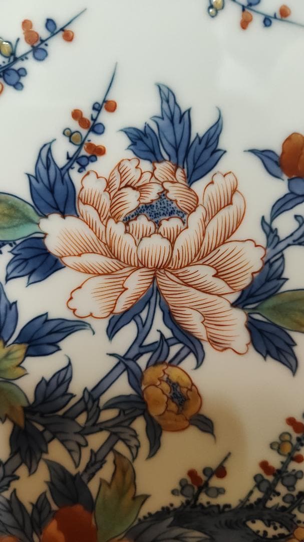 鍋島焼　花柄の陶磁器皿　額皿