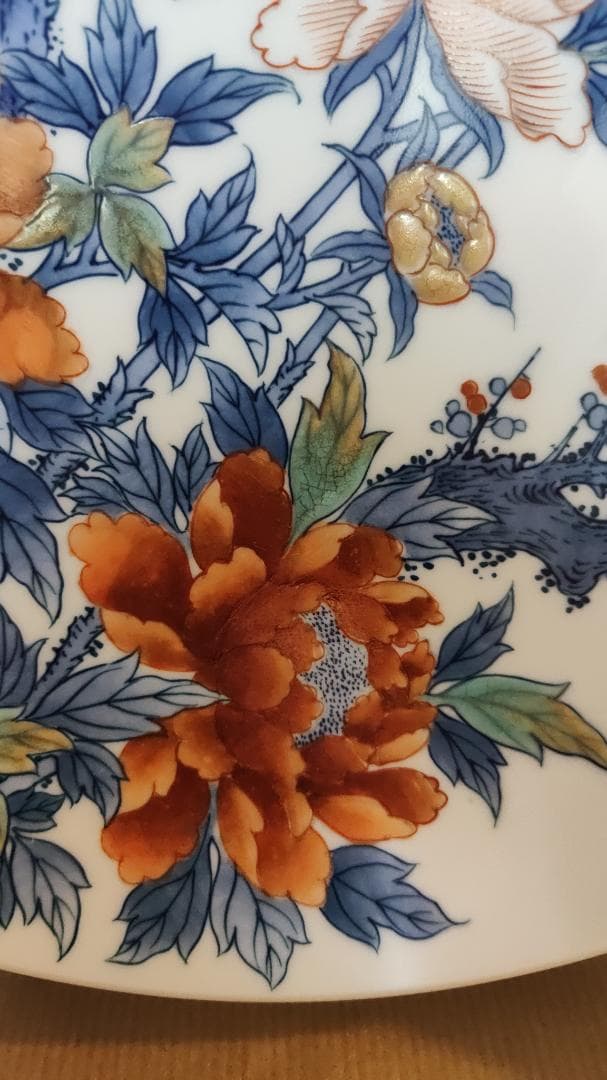 鍋島焼　花柄の陶磁器皿　額皿