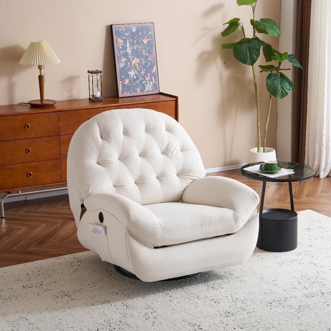 電動1人掛けソファー リクライニングチェア 270度回転 背調節105-165