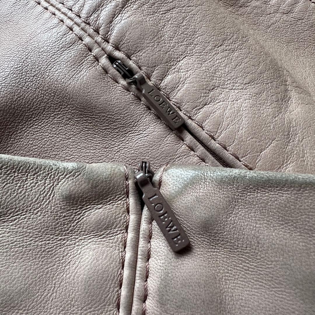 ロエベ レザージャケット ピンク アナグラム レディース 38 ビンテージ