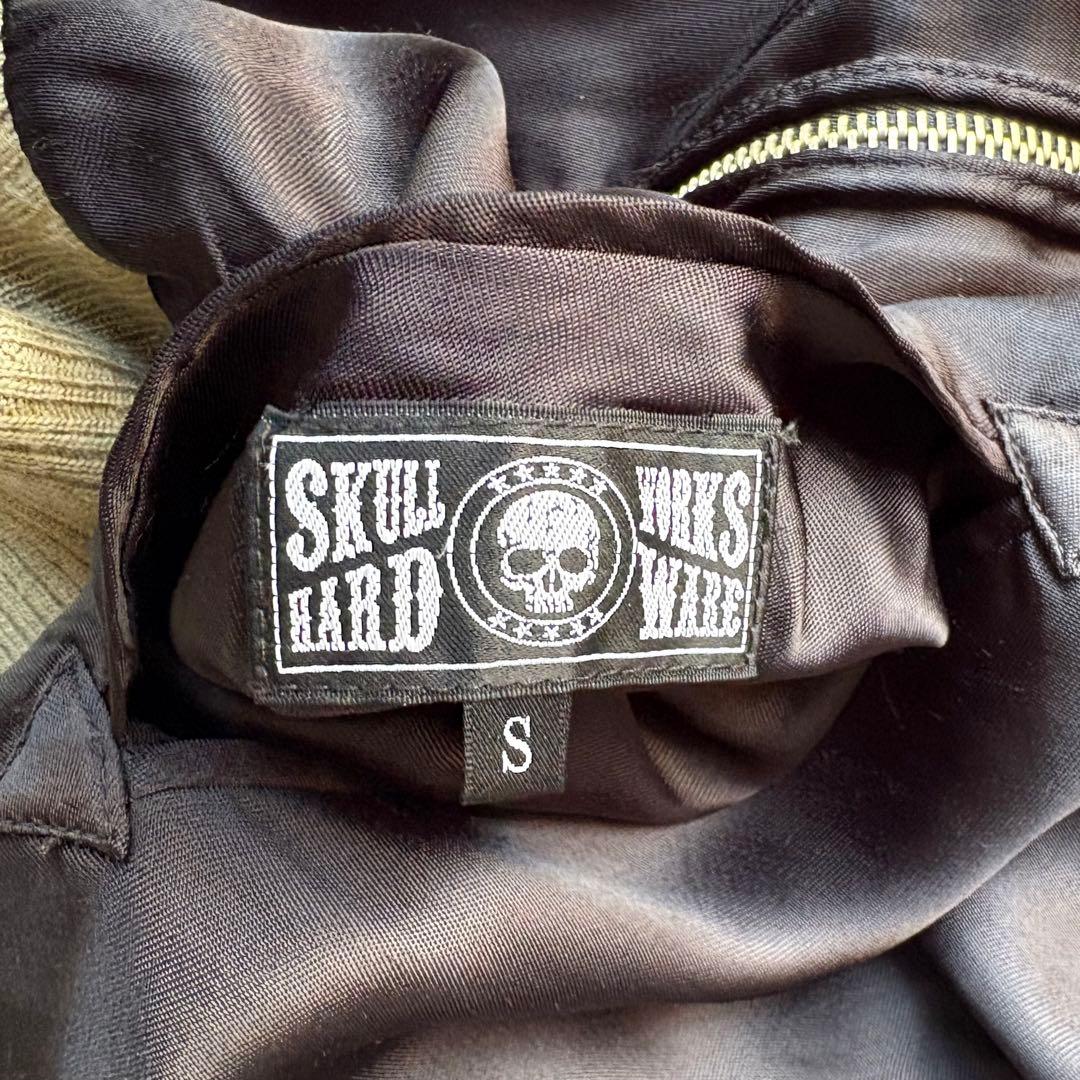 SKULL WORKS スカル 骸骨 龍 刺繍 スカジャン ブラック レーヨン