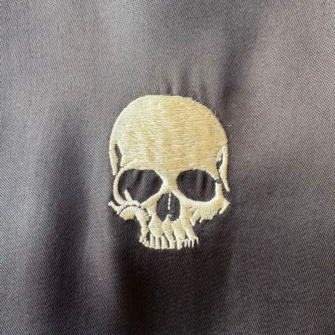 SKULL WORKS スカル 骸骨 龍 刺繍 スカジャン ブラック レーヨン