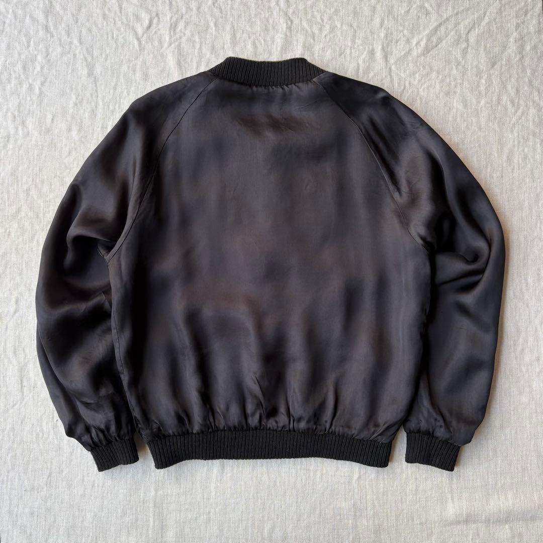 SKULL WORKS スカル 骸骨 龍 刺繍 スカジャン ブラック レーヨン