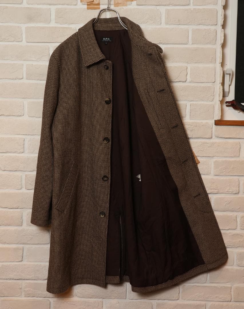 美品A.P.C(アーペーセー)メンズ ウールツイードコートS