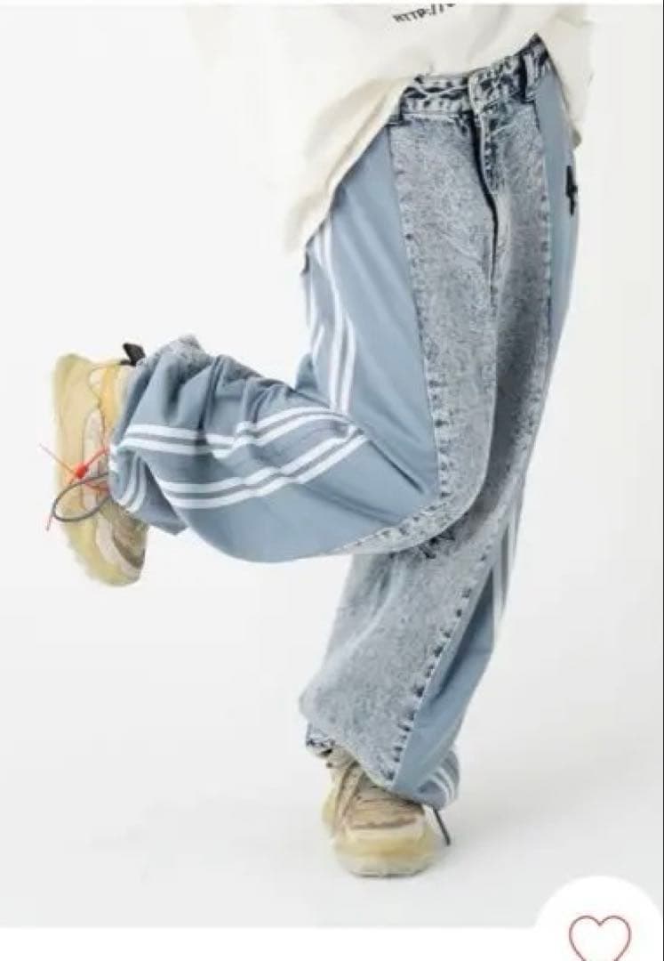 BEFTEY 切り替えジャージーデニムパンツ（ブルーブルー）