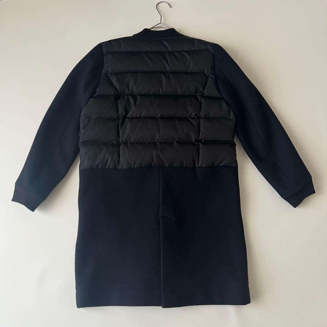 MUVEIL 異素材切替 ダウンコート ノーカラー ブラック ウールコート