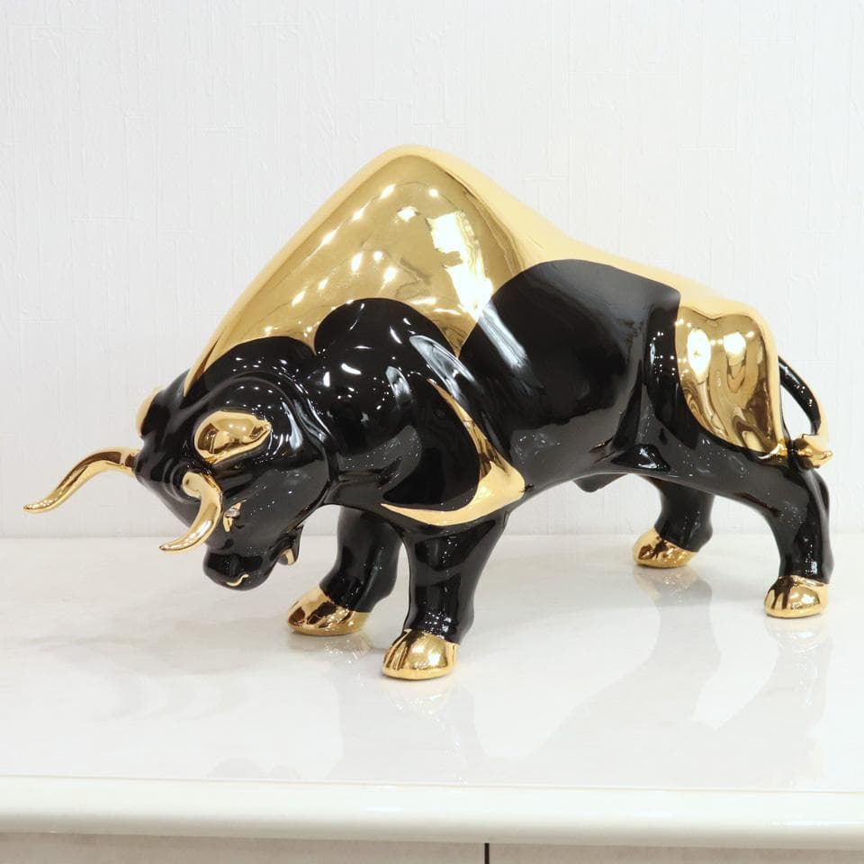 陶器 動物 ブル 置物 イタリア製 牛の置物 AHURA