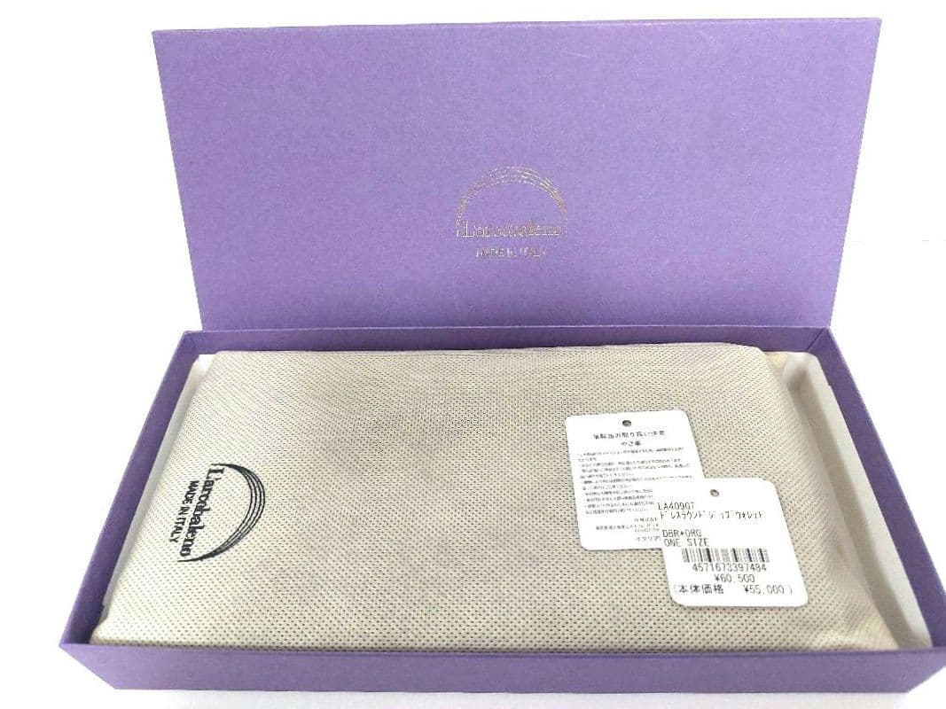 【美品】ラルコバレーノ　ドレスラウンドジップウォレット　ダークブラウン