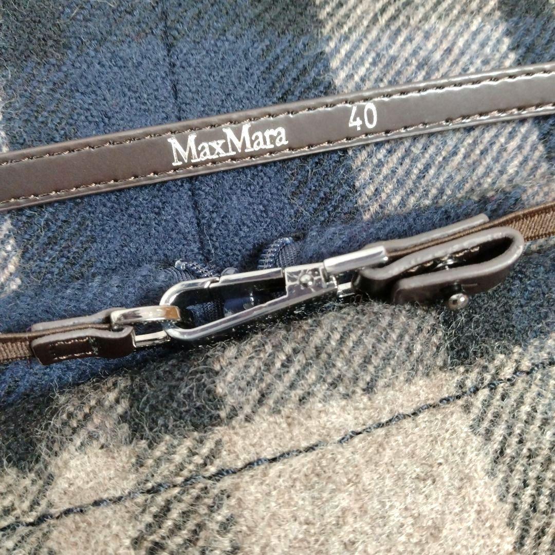 レディース☆エスマックスマーラ　ウールチェックスカート　ベルト付ブルガリア製40