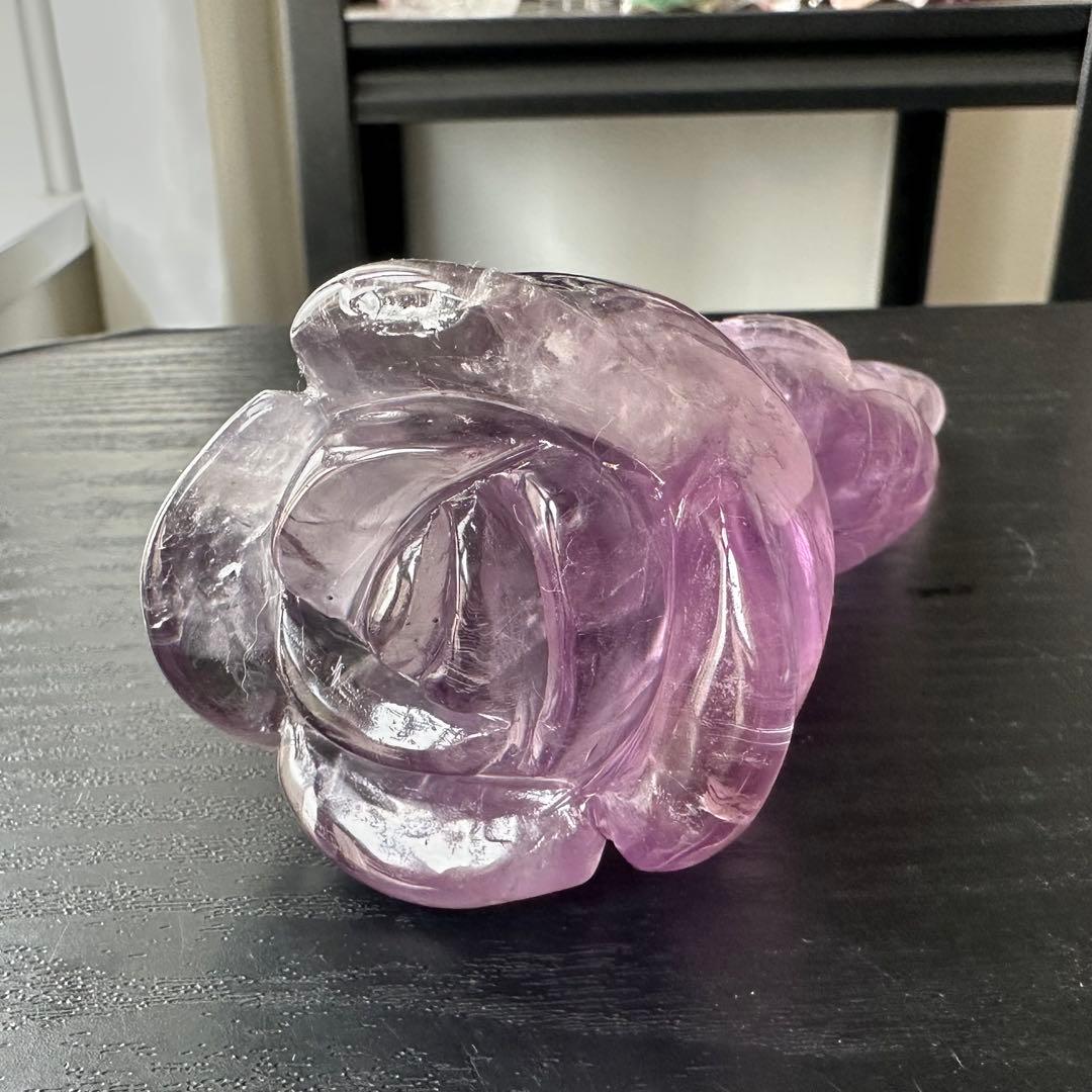 天然石アメジストのお花　置物　NO.060705