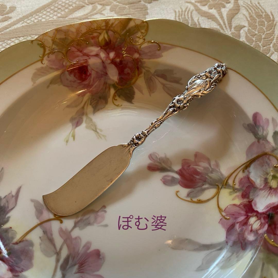【Whiting ホワイティング】純銀／バターナイフ「Lily」モノグラム有り①