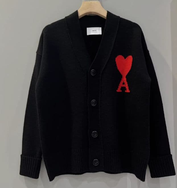 AMI PARIS ブラックニットセーター ハート 男女兼用 M