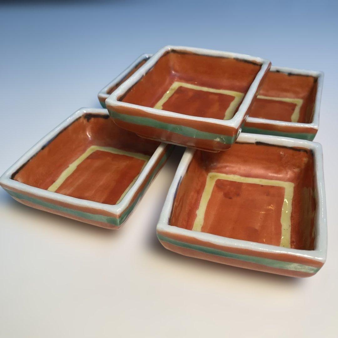 九谷焼　窯元　須田青華　赤絵　小鉢5客揃い　（85）