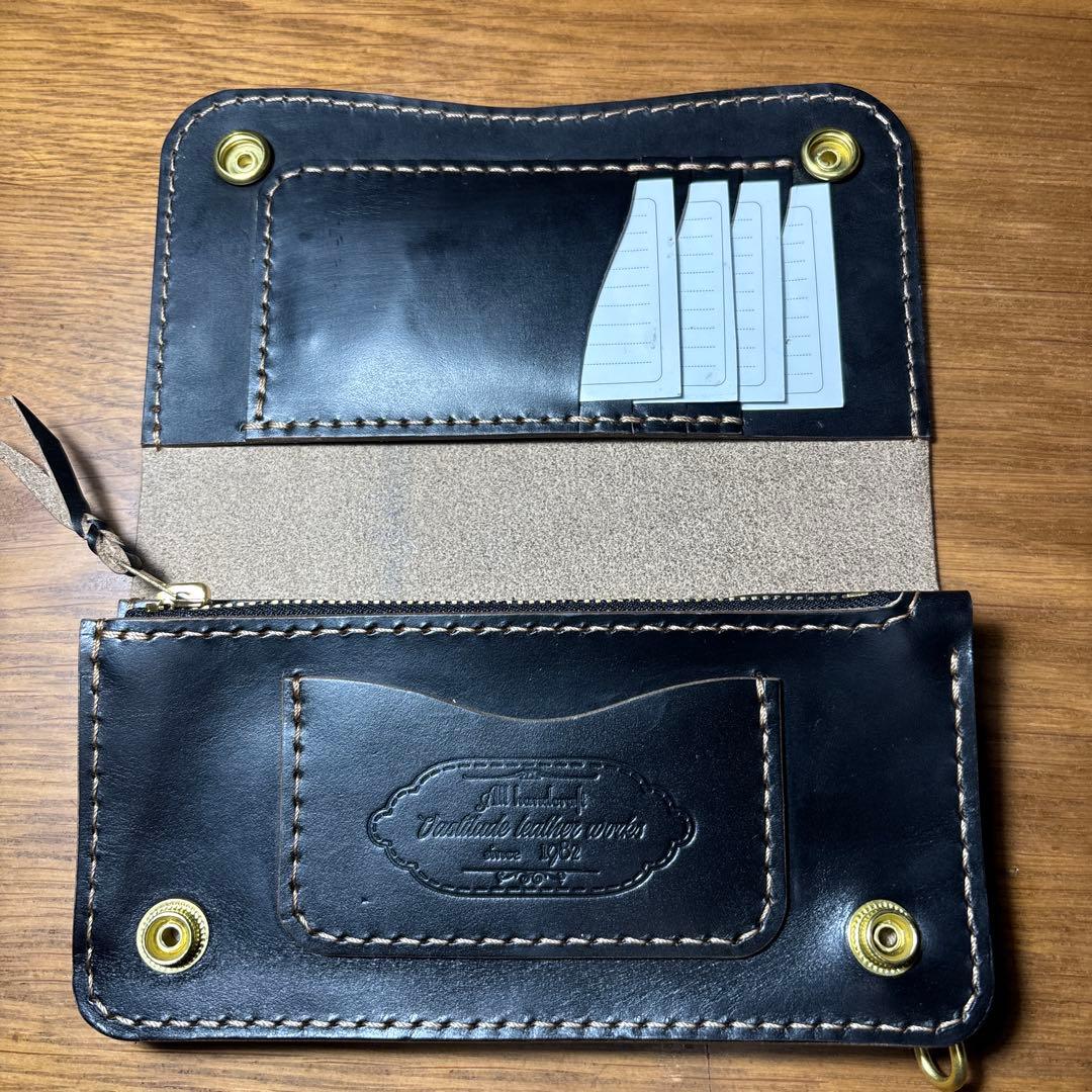 せわし　3層ロングウォレット カードポケット4つタイプ　糸　ベージュ　マチ