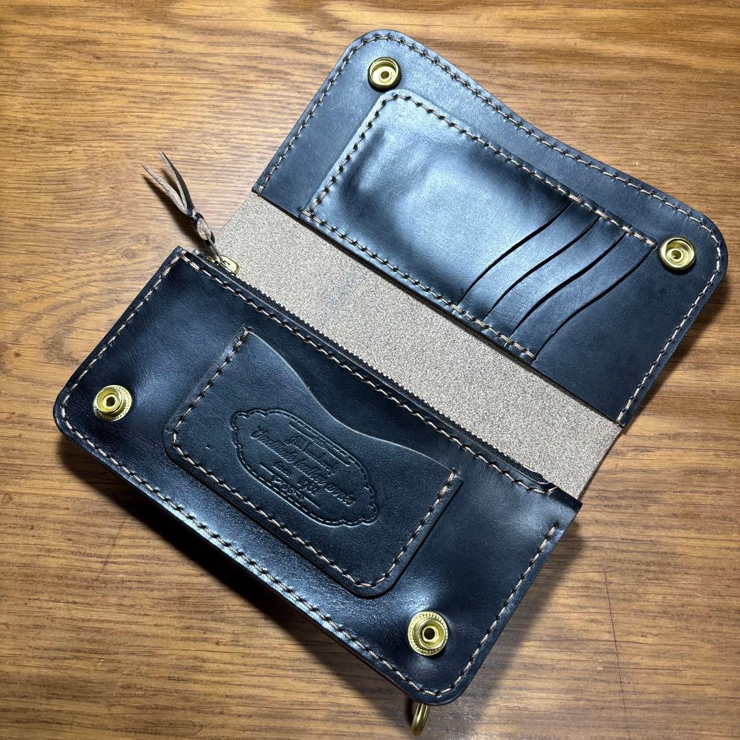 せわし　3層ロングウォレット カードポケット4つタイプ　糸　ベージュ　マチ