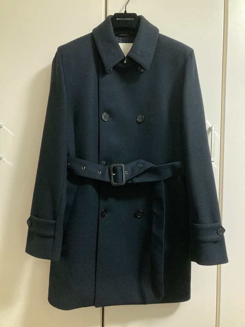 使用少 英国製MACKINTOSH FETLAR トレンチコート 36 ネイビー