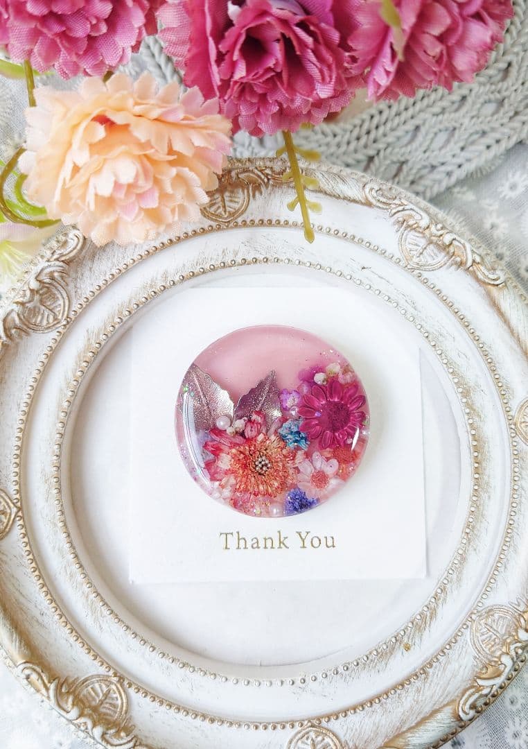 レジン　ドライフラワー　ヘアゴム　ブローチ　ポニーフック　No.291