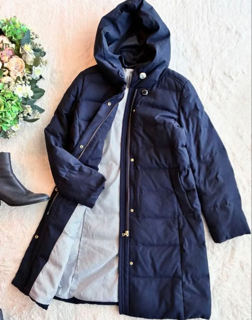 ✨ マッキントッシュフィロソフィー ロングダウンコート✨クリーニング済Mネイビー