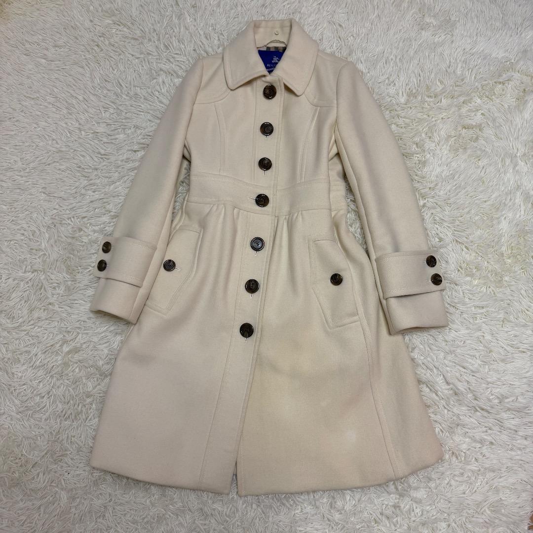 BURBERRY BLUE LABEL ウールコート ノバチェック裏地 白