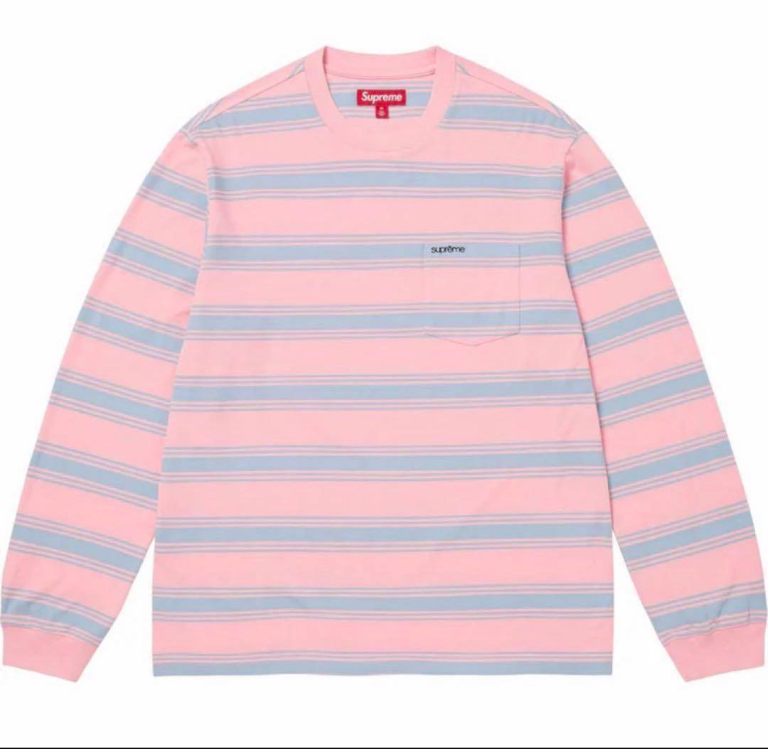 トップス M Supreme Stripe Pocket L/S Top Pink