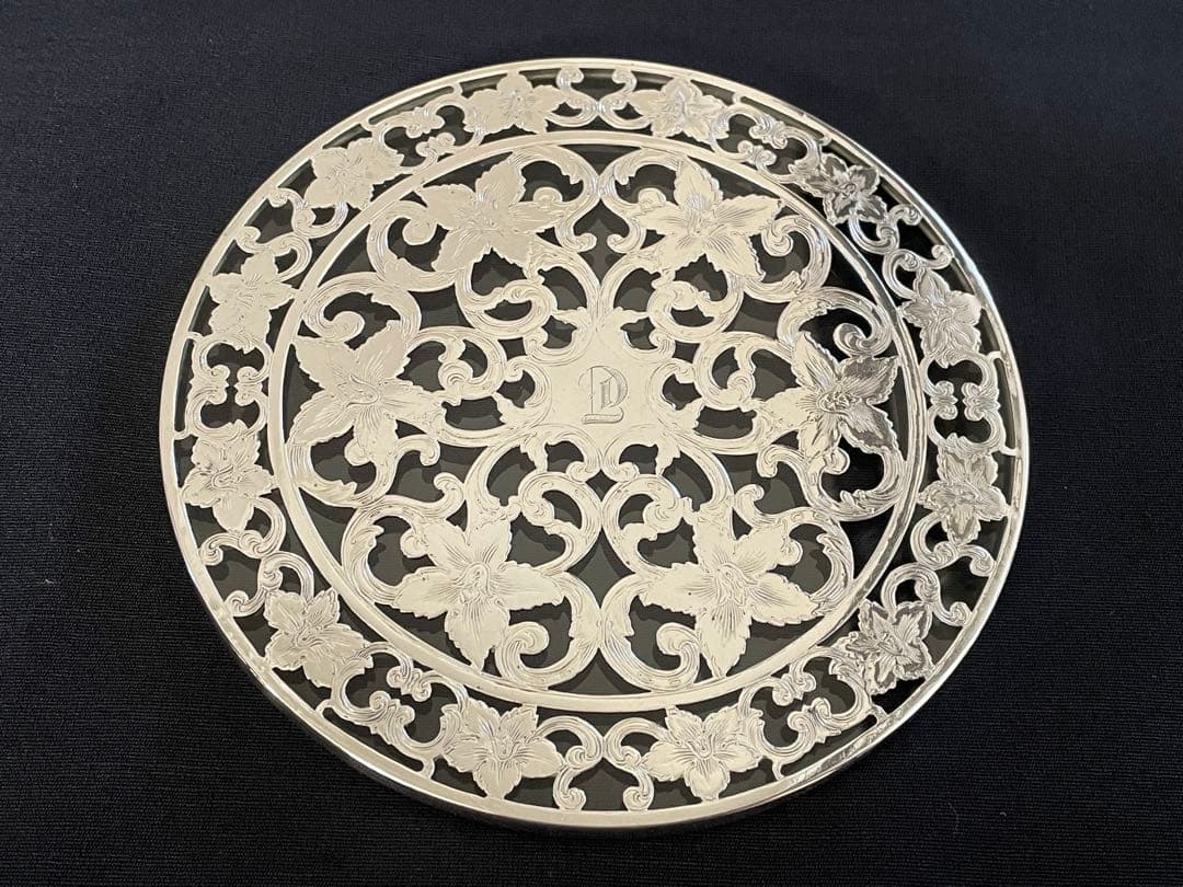 米国製　スターリングシルバー＆グラス　ポットスタンド