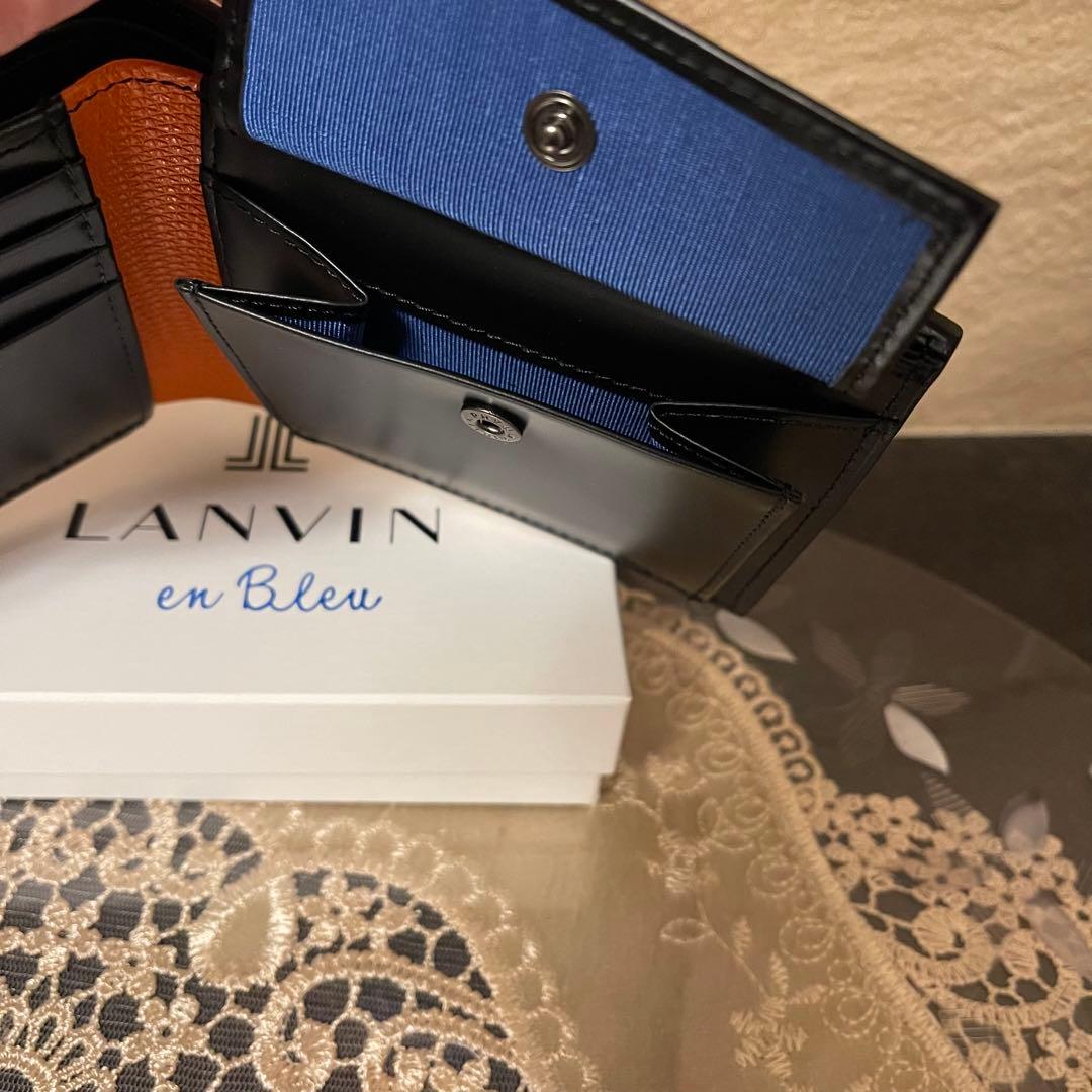 【新品】LANVIN en Bleu　折り財布 牛革　オレンジ　16,500円
