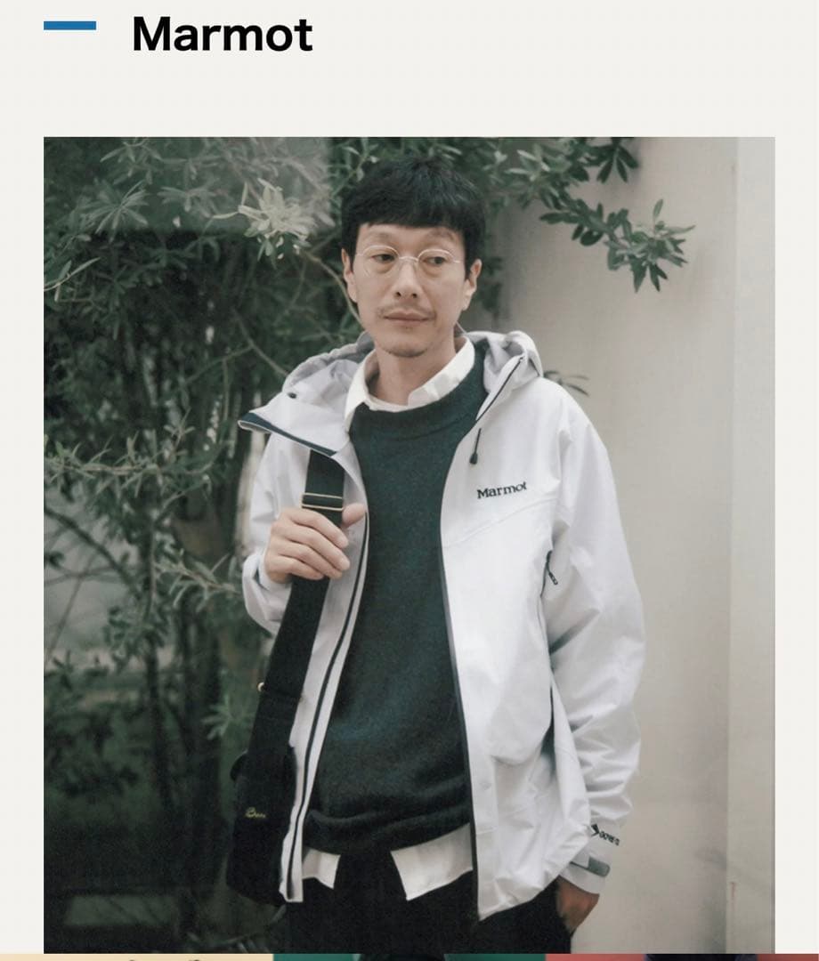 雑誌掲載 Marmot Mジャケット グレー ホワイト サイズM