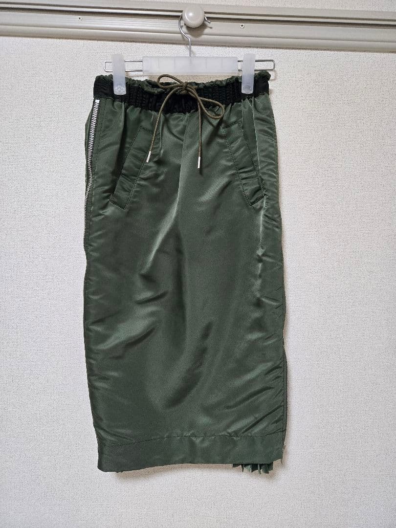 【希少】sacai MA-1 サイドジップ プリーツ ドローストリング スカート