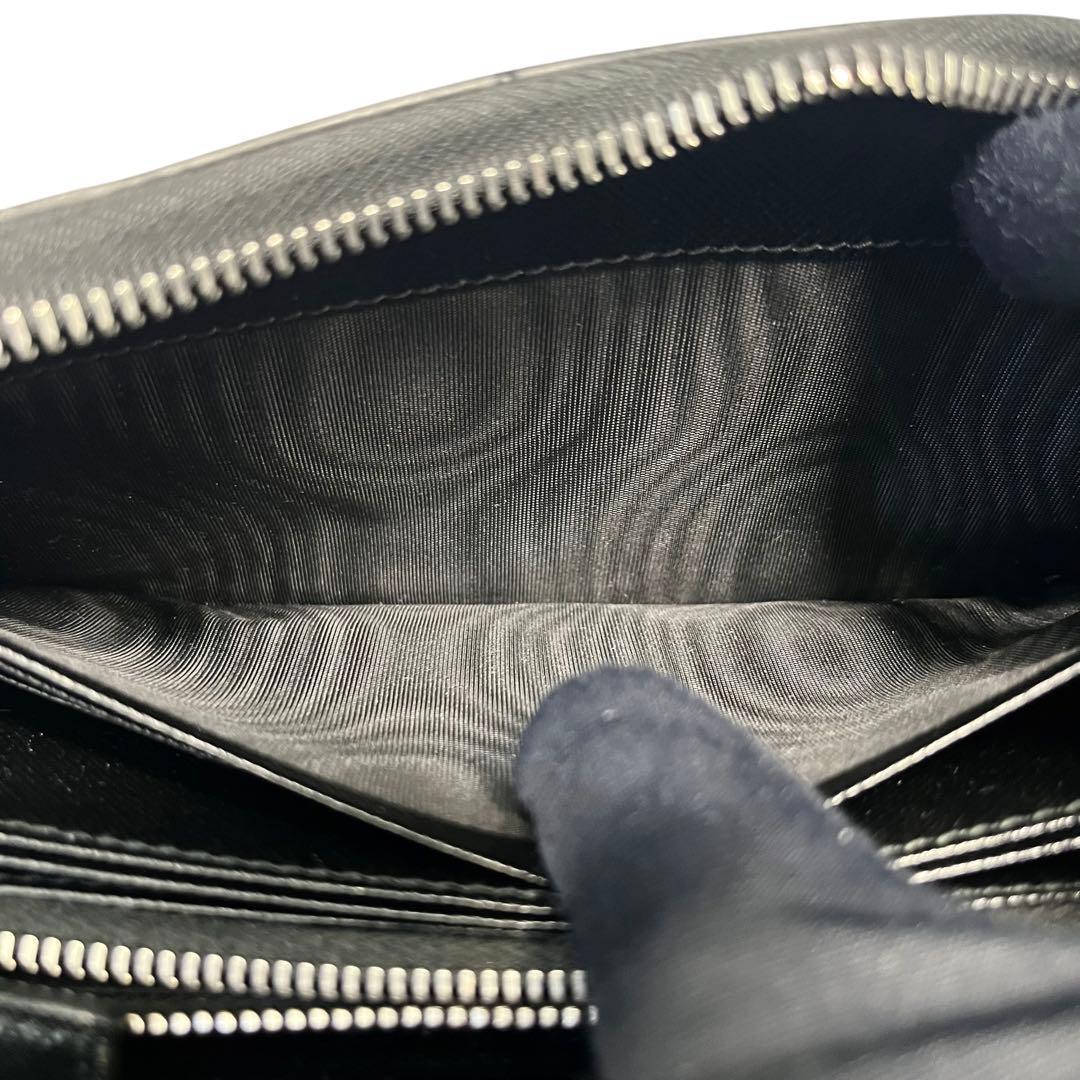 希少✨プラダ 長財布 ラウンドファスナー ロゴ金具 サフィアーノ ブラック 黒
