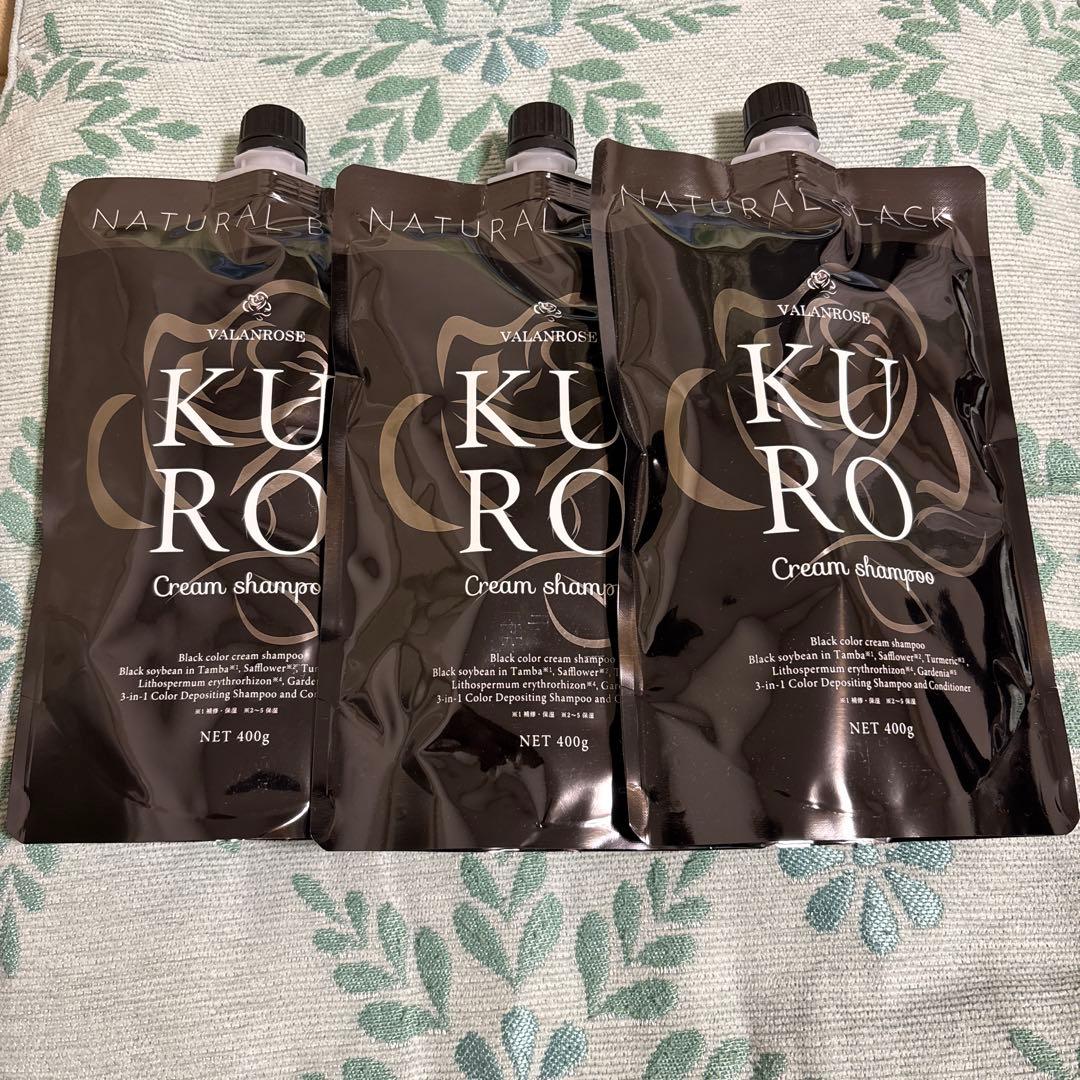 新品 KUROクリームシャンプー ナチュラルブラック 400g バランローズ 黒
