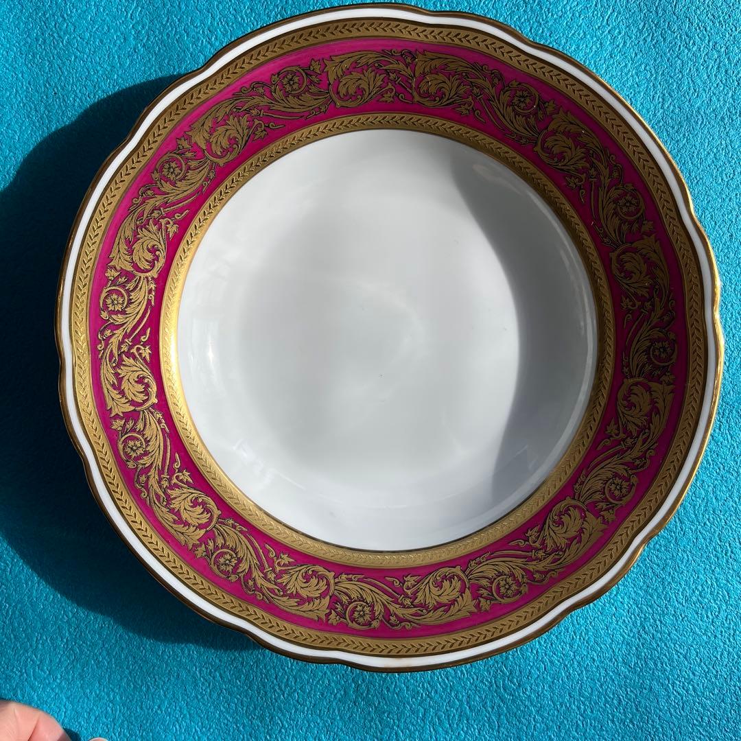 38. Lena Bernard 金縁　紅色　スープ皿　5枚セット