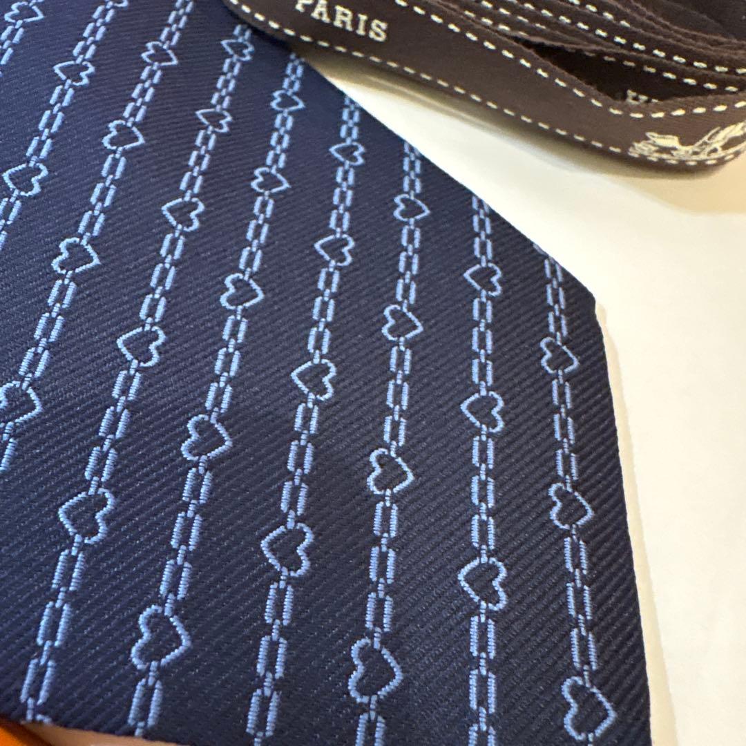 新品未使用　HERMES ネクタイ ネイビー ハートデザイン