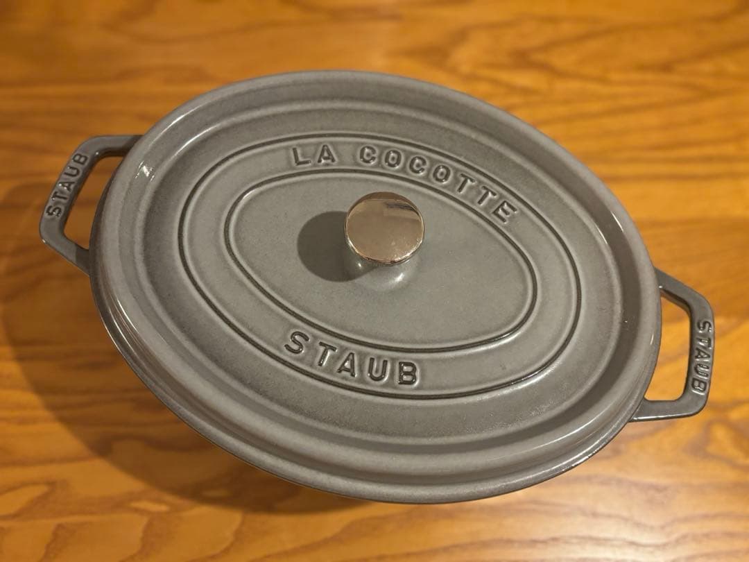 staubストウブピコココットオーバルグレー 29cm両手鋳物ホーロー鍋IH対応