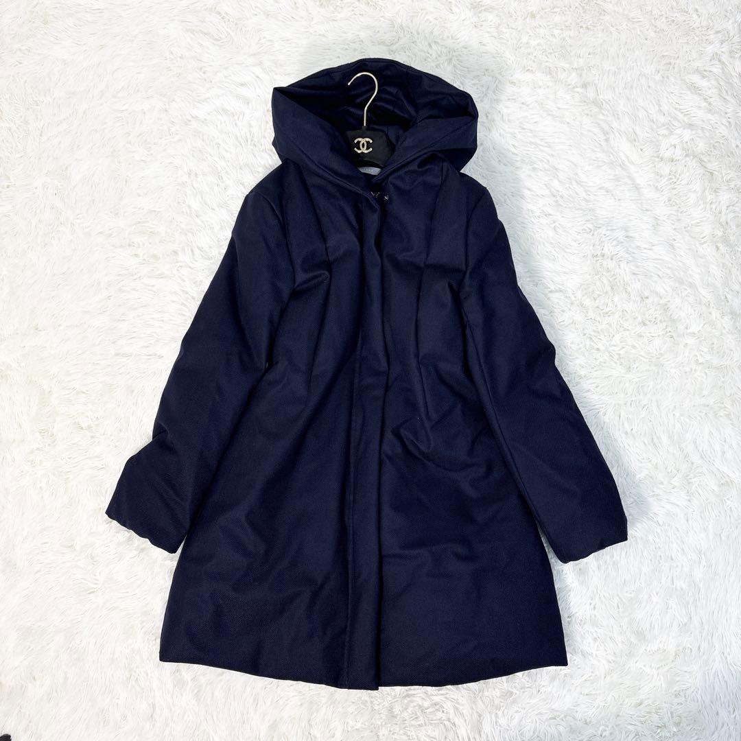 ☆美品☆セオリーリュクス ウールツイルダウンコート Aライン ネイビー M