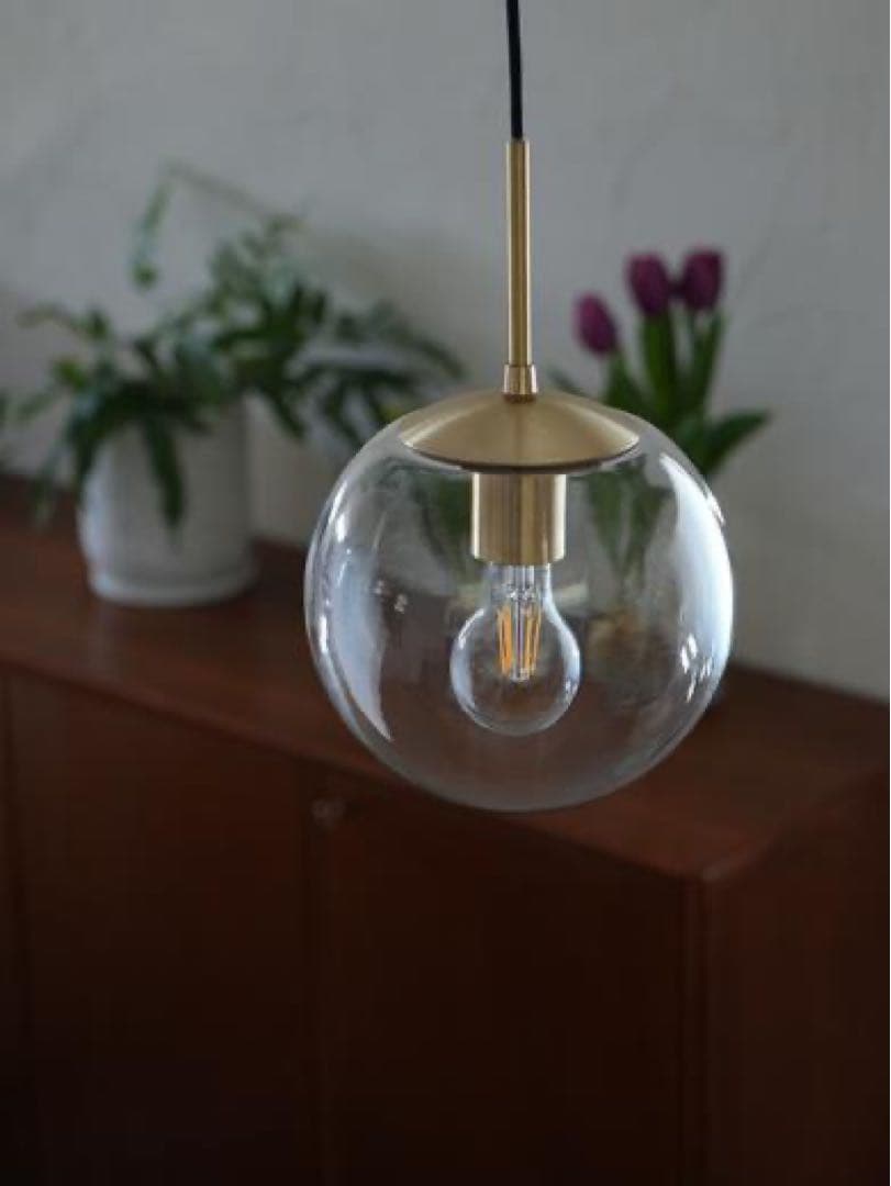 ペンダントライト クリアガラスボール ゴールド