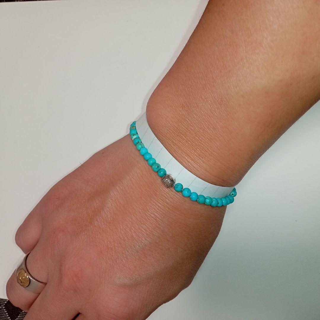 【最安値】クロムハーツ ビーズ ブレスレット4mm ターコイズ