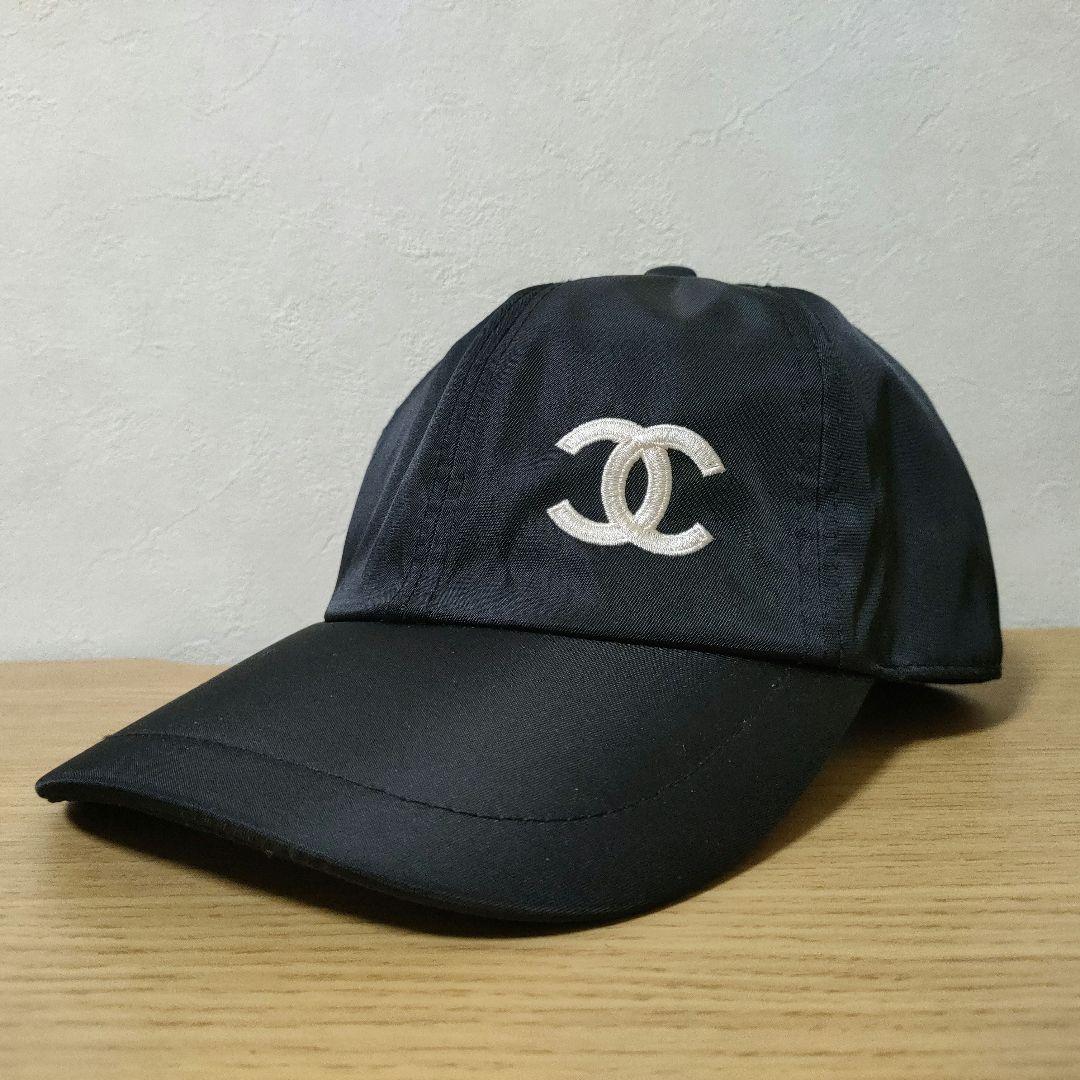 CHANEL CCロゴ刺繍 ベースボールキャップ 黒
