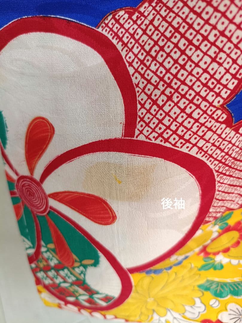 専用です☆アンティーク青に捻り梅の着物と作り帯のセット☆七五三3歳